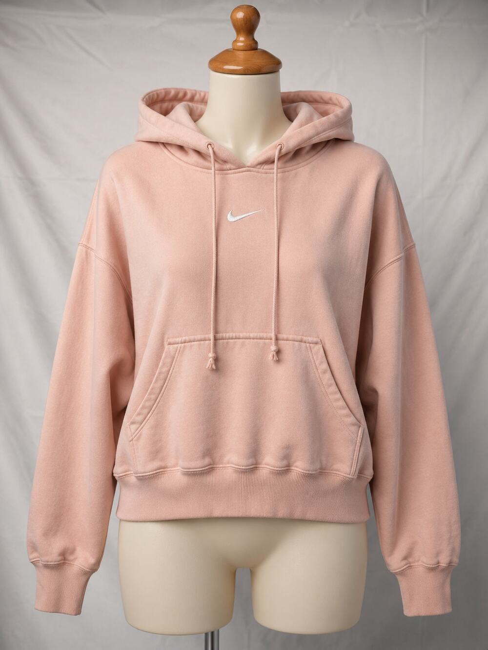 Nike Women’s XXS Pink Oversized Cropped Hoodie Swoosh Pullover Sweatshirt